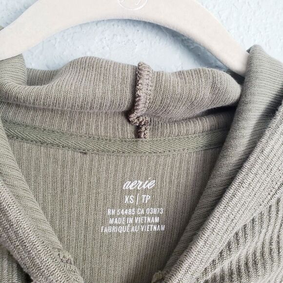 Aerie New Love Green Ribbed Hoodie - Picture 5 of 7